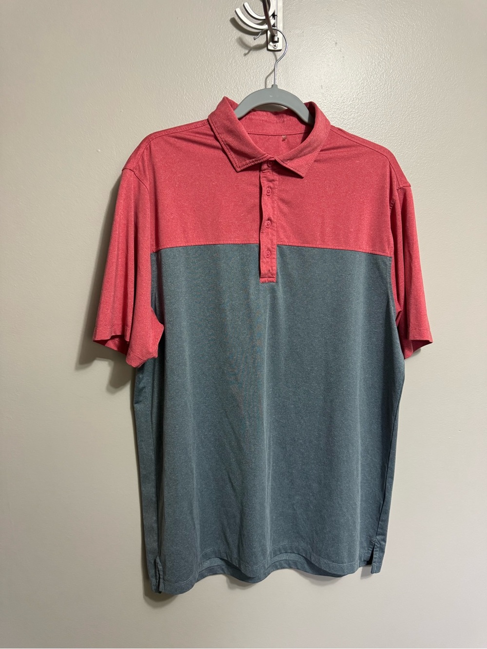 ZYIA Two-Tone Polo in Red and Gray